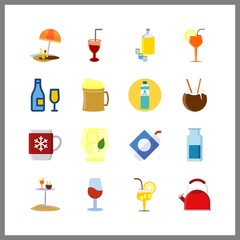 beverage icon. wine glass and beer vector icons in beverage set. Use this illustration for beverage works.