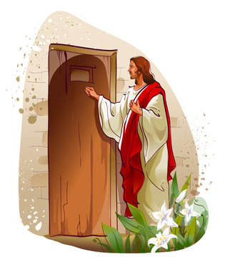 Jesus Christ Knocking On A Door