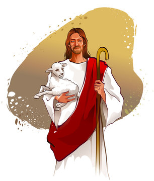 Jesus Christ carrying a lamb