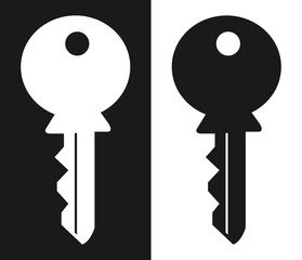 House flat icon key silhouette white and black background