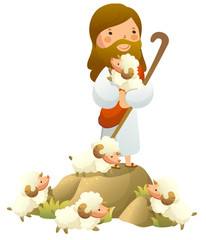 Jesus Christ holding a sheep