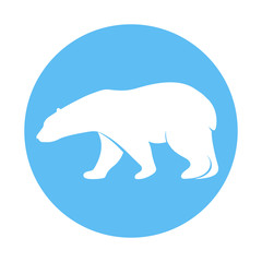 Polar bear. Blue background. Vector illustration.