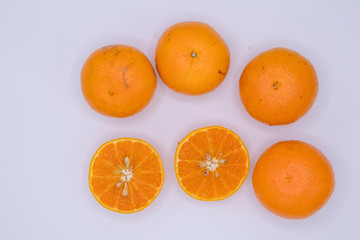 Fresh oranges on isolate white background .