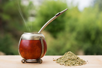 mate, mate grass (yerba mate) with trees in the background