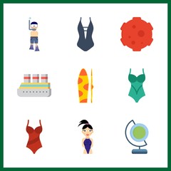 ocean icon. earth globe and aqualung vector icons in ocean set. Use this illustration for ocean works.