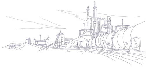 Oil refinery on a landscape