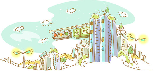 Low angle view of traffic light and buildings in a city