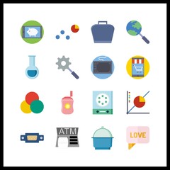 16 screen icon. Vector illustration screen set. smartphone and laboratory icons for screen works