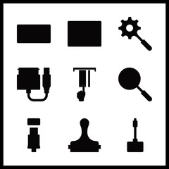 laptop icons set. on-line, connect, hands and internet graphic works