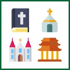 4 holy icon. Vector illustration holy set. religious and church icons for holy works