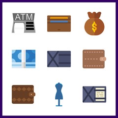 pay icon. money bag and atm vector icons in pay set. Use this illustration for pay works.