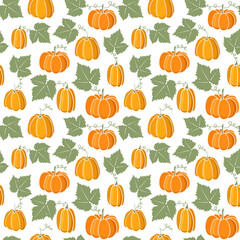 Lovely pumpkins. Seamless pattern. Vector illustration.