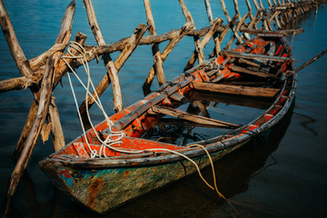 coast, view, blue, sao, tome, water, wooden, old, beach, travel, sea, scenery, africa, fishing,...
