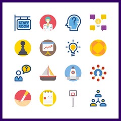 16 teamwork icon. Vector illustration teamwork set. surgery and staff icons for teamwork works