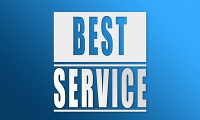 Best Service - neat white text written on blue background