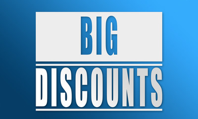 Big Discounts - neat white text written on blue background