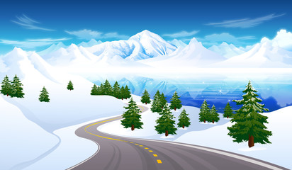 Road passing through a polar landscape