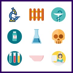 9 medical icon. Vector illustration medical set. evaporation dish and laboratory icons for medical works