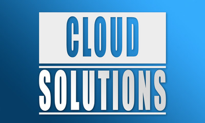 Cloud Solutions - neat white text written on blue background