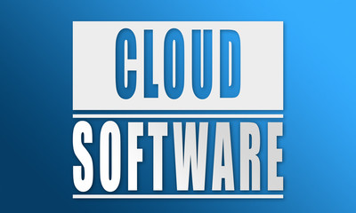 Cloud Software - neat white text written on blue background