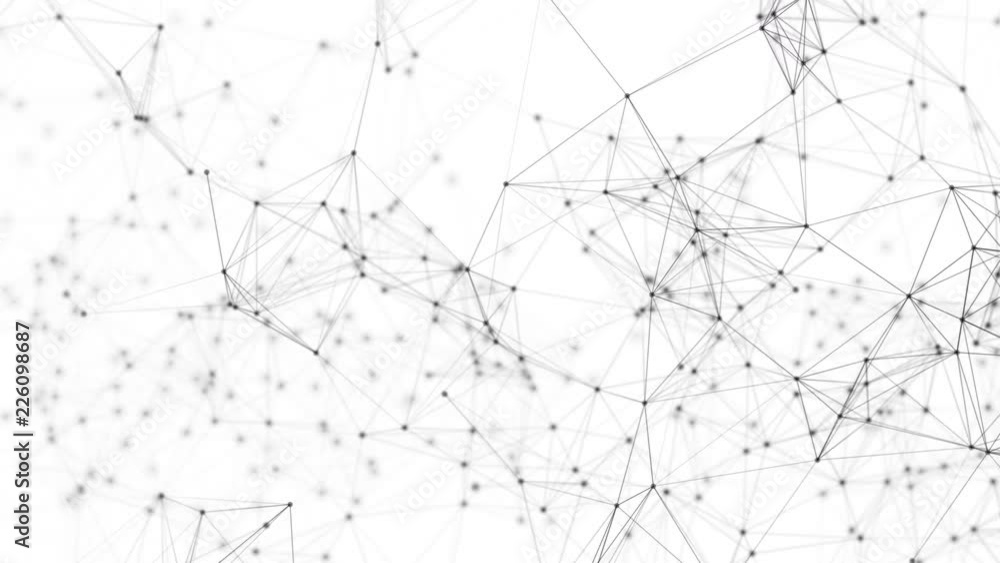 Aufkleber black digital data and network connection triangle lines for technology concept on white background,