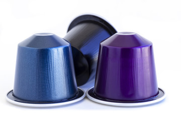 Italian coffee espresso capsules or coffee pods on isolated white background. Can be used as an element for your design