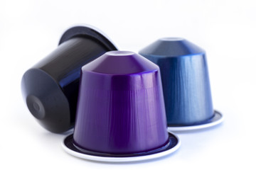 Italian coffee espresso capsules or coffee pods on isolated white background. Can be used as an element for your design