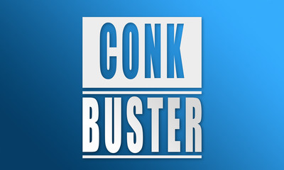 Conk Buster - neat white text written on blue background