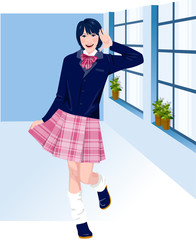 Portrait of a teenage girl saluting