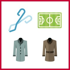 line icon. soccer field and coat vector icons in line set. Use this illustration for line works.