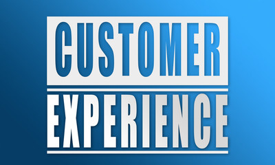 Customer Experience - neat white text written on blue background