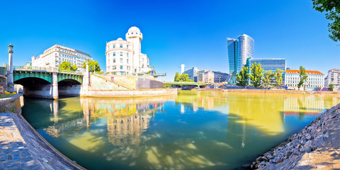 City of Vienna Danube river waterfront view