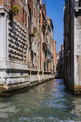 Elements of architecture of houses on the streets of the canals of the city of Venice in Italy.