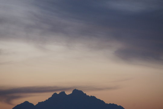 Sunrise Hurhada Egypt in winter and beautifyl sky clouds with view on Egyptian Mountains