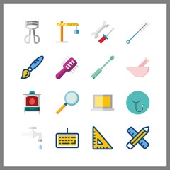tool icon. hairbrush and set square vector icons in tool set. Use this illustration for tool works.