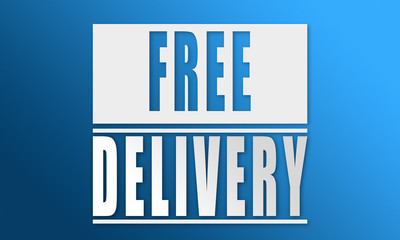 Free Delivery - neat white text written on blue background