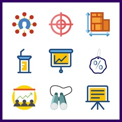 strategy icons set. achievement, adorable, online and notes graphic works