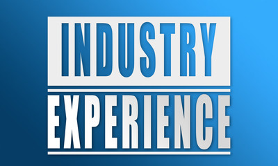 Industry Experience - neat white text written on blue background
