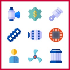 engineering icons set. transportation, connection, engine and foreman graphic works