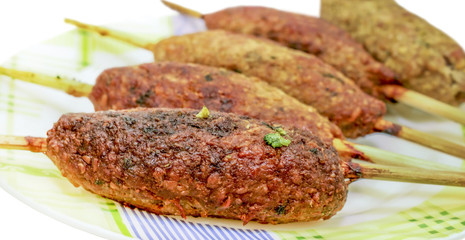 Kebabs on wooden sticks