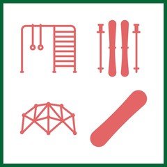 active icon. snowboard and ski vector icons in active set. Use this illustration for active works.