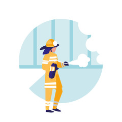 firefighter with extinguisher avatar character