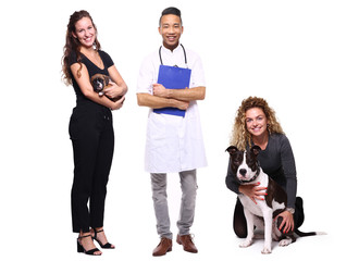 Group of people with a veterinarian