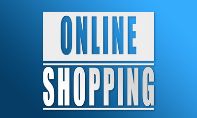 Online Shopping - neat white text written on blue background