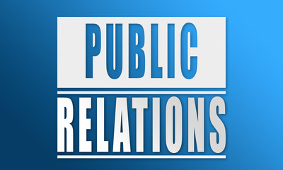 Public Relations - neat white text written on blue background