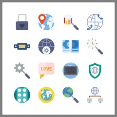 16 web icon. Vector illustration web set. money icons and chat icons for web works