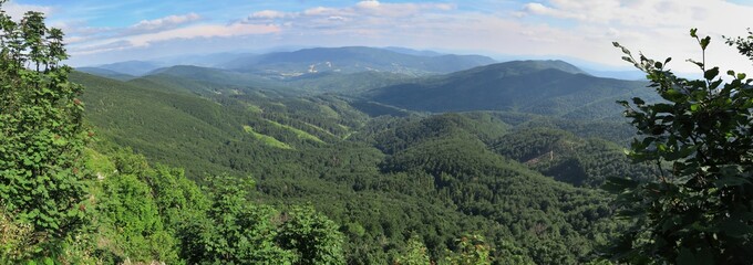 Fototapeta na wymiar Southern view from Jaraba skala mountain in Bukove hory mountains on Slovakia/Poland border