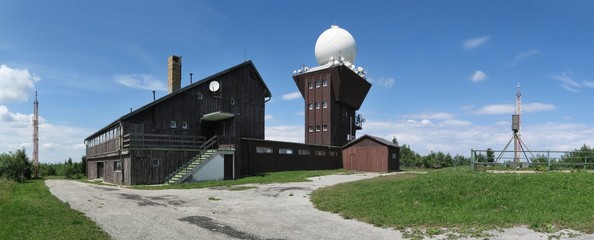 buildings on the summit of Kojsovska hola mountain in Volovske vrchy mountains in eastern Slovakia © rihas