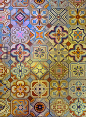 Multicolored patterned tile floor