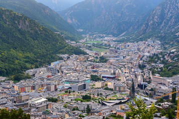 Fototapeta premium Cityscape in Summer of Andorra La Vella, Andorra.